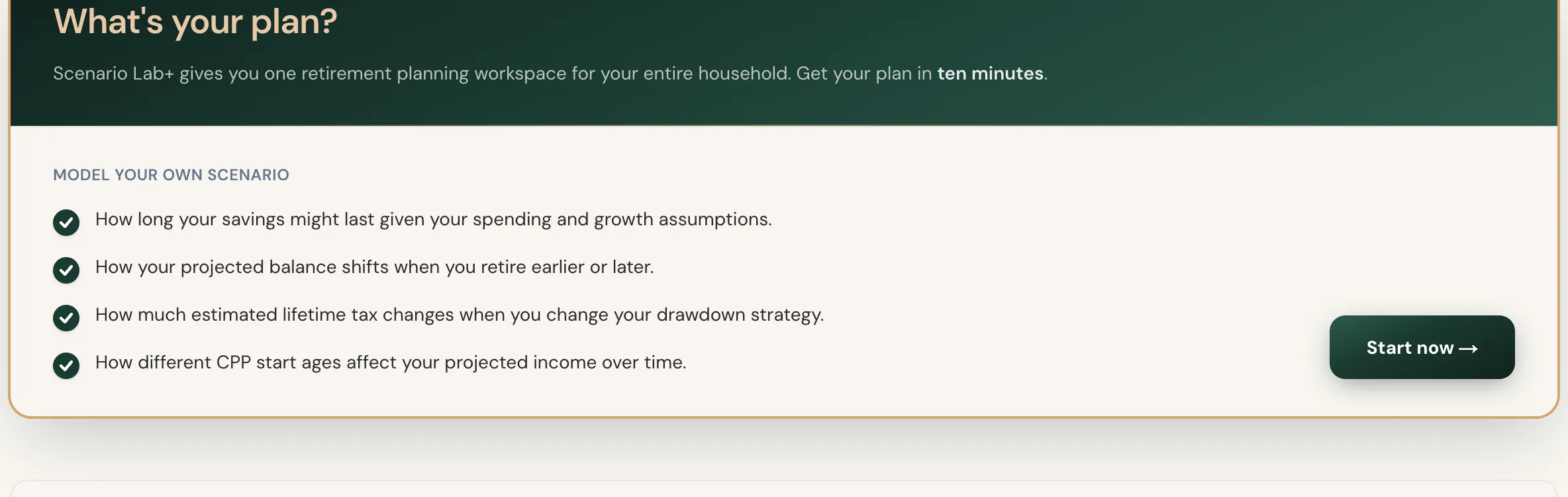 Karen's available income compared with her spending target. Scenario Lab+ estimates about $279 a month of room.